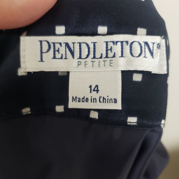 Pendleton silk skirt navy w/ white polka dots J18 - Picture 3 of 5
